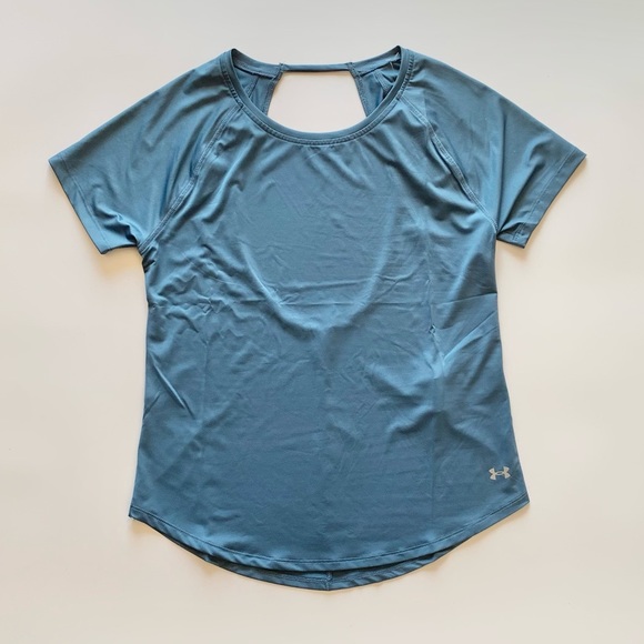 NWT Under Armour Women’s Open Back Loose Short Sleeve Shirt Teal/Blue Sz S - Picture 6 of 7